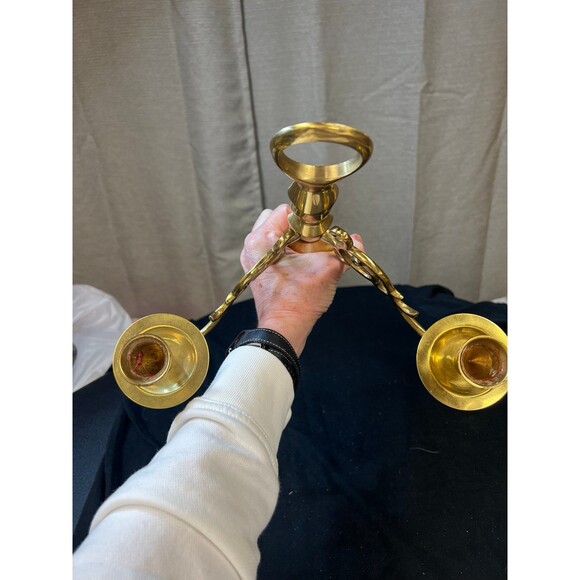 Vintage brass double wall sconces for 1” taper candles set of 2 - Picture 7 of 11